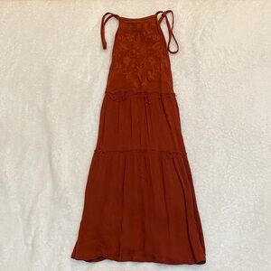 Mossimo Supply Co. Rust Tiered Maxi Dress with Embroidered Bodice